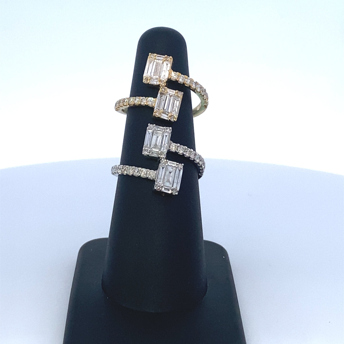 14K Gold Diamond Baguette Double Claw Ring - main product photo