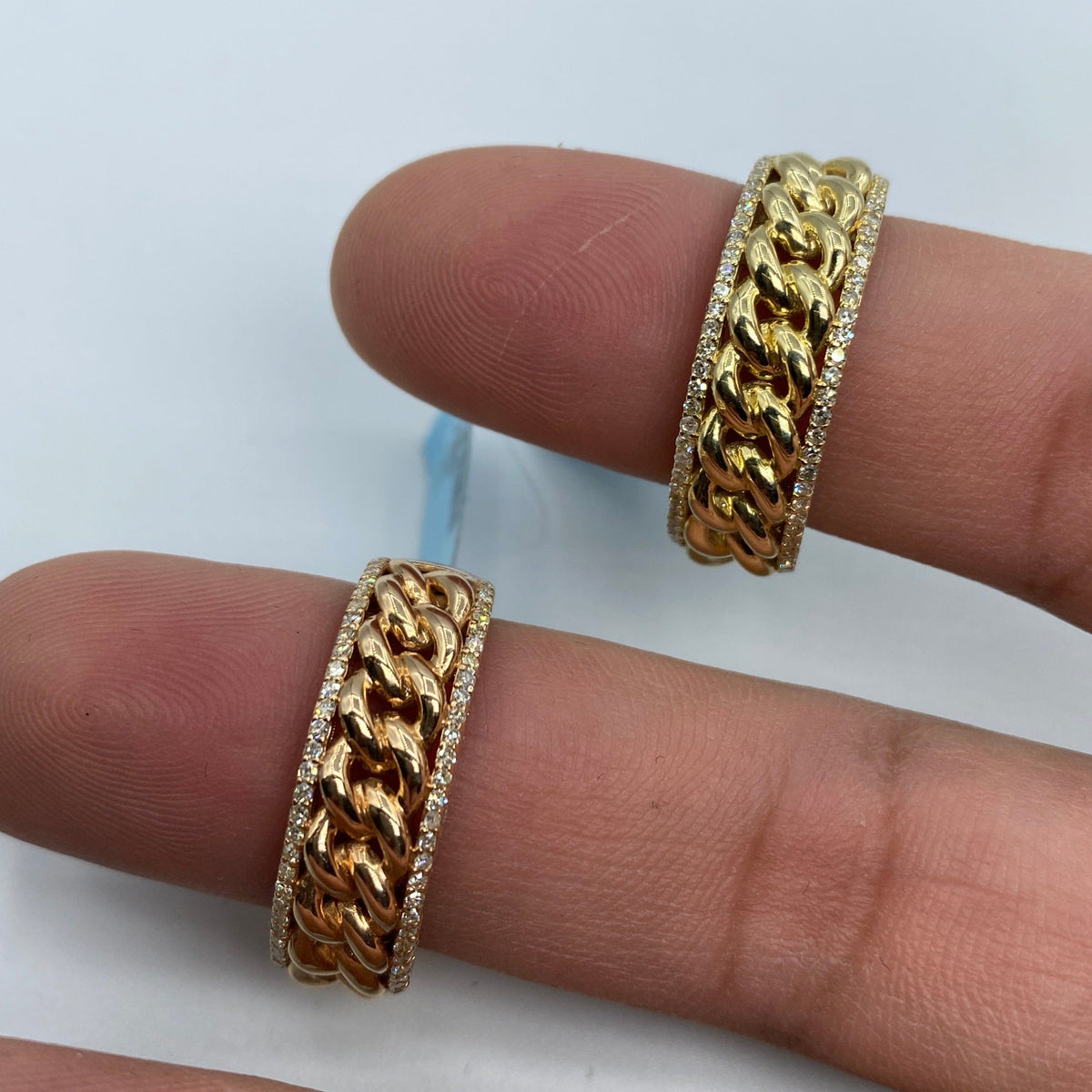 14K Gold 8mm Cuban Link Banded Diamond Ring - additional product view 6