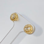 14K Gold Titan Circle Diamond Baguette Earrings - additional product view 4
