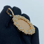 14K Gold Circle Flower Diamond Picture Photo Pendant - additional product view 3