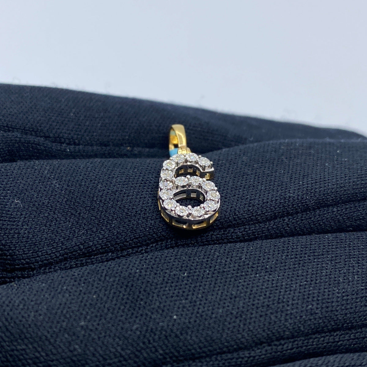 14K Gold Number 6 Diamond Pendant - additional product view 4