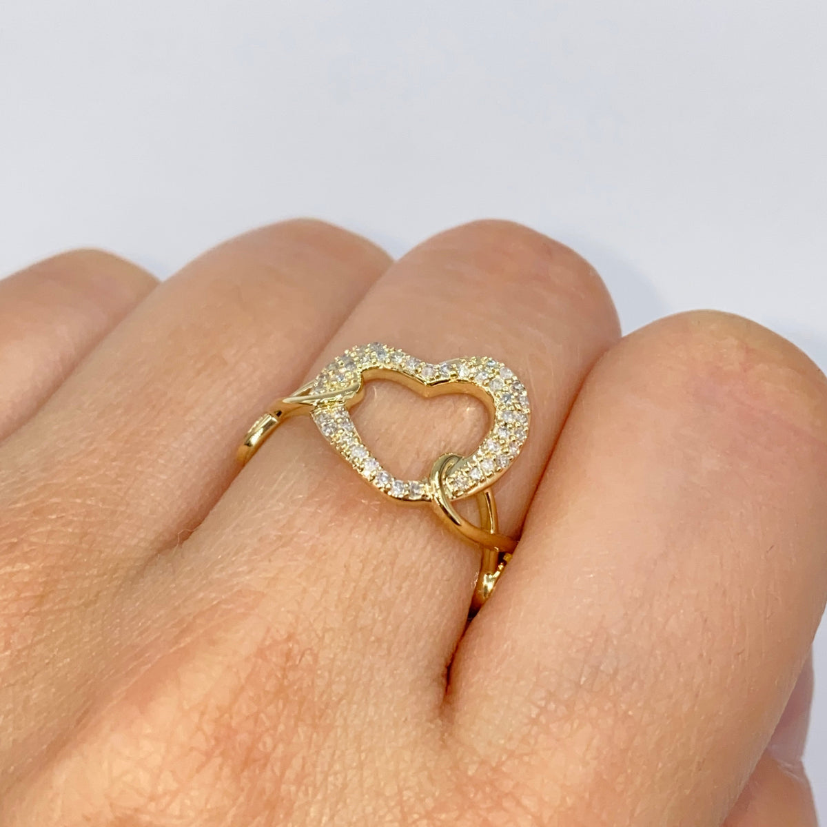 14K Gold Heart Infinity Diamond Ring Adjustable Band - additional product view 4