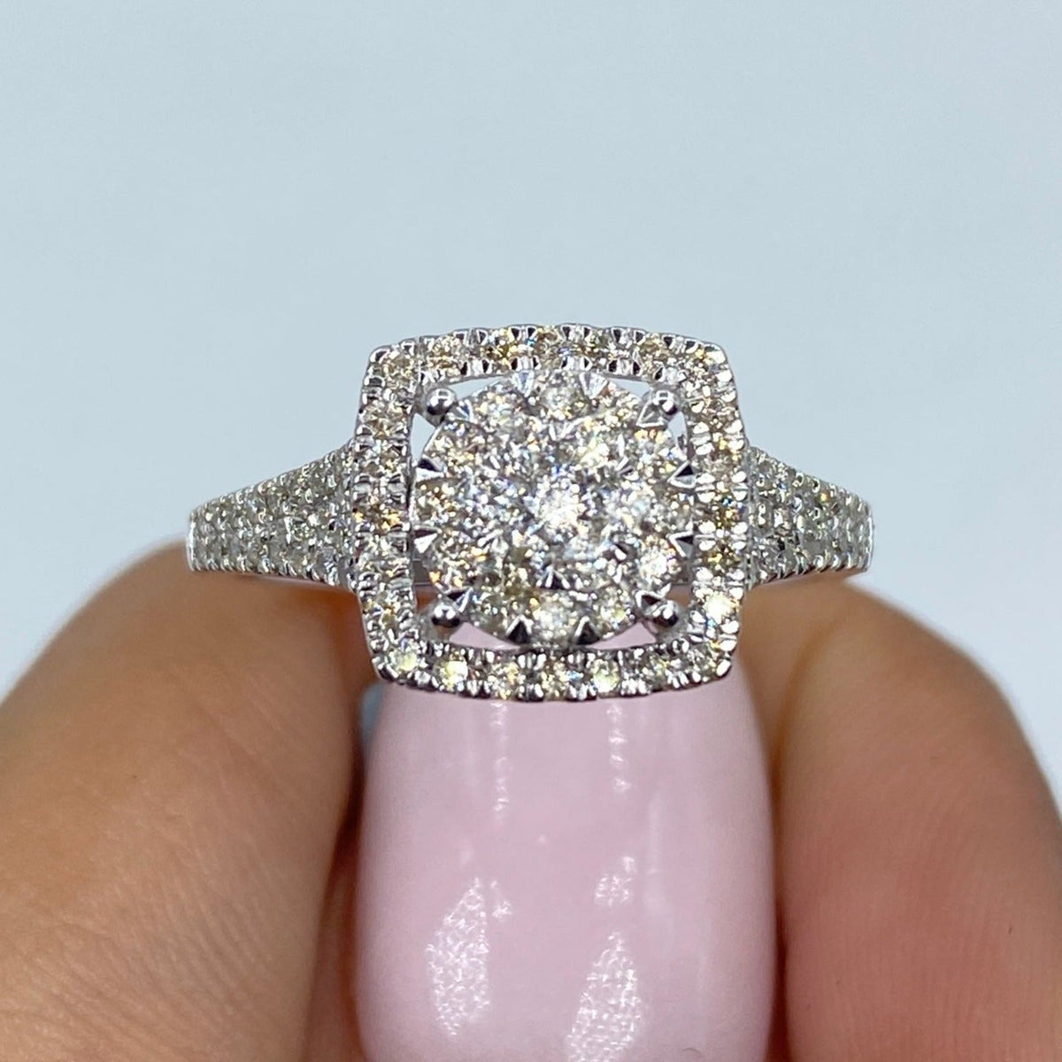 14K Gold Circle Square Halo Diamond Ring - additional product view 4