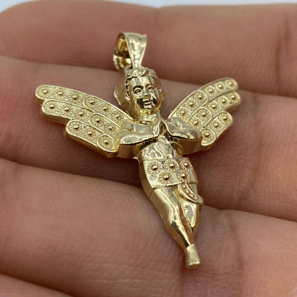 14K Gold Baby Angel Pendant 1.25 in - additional product view 6