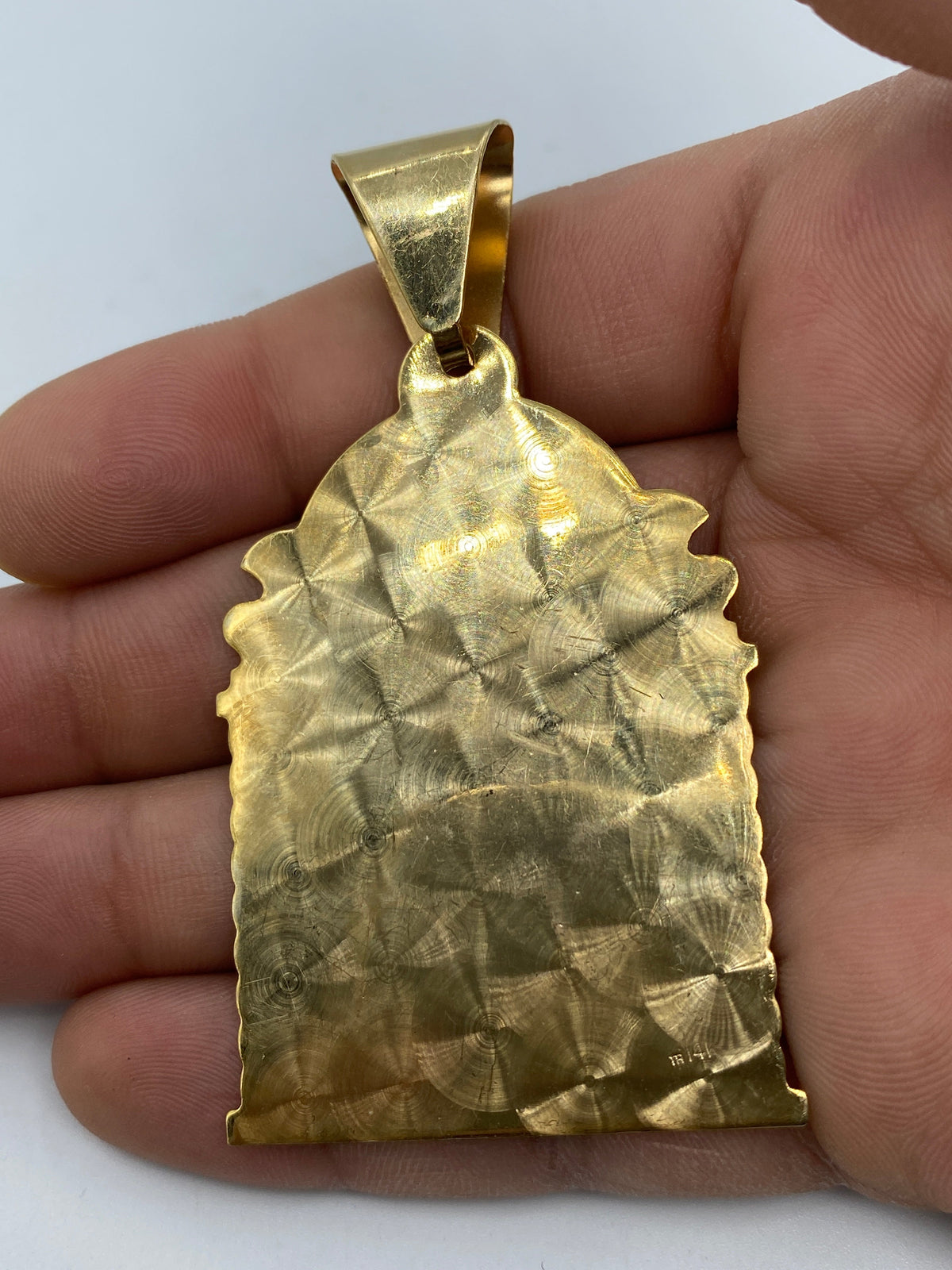 14K Gold Saint Barbara Medallion Pendant 3.0 in - additional product view 7