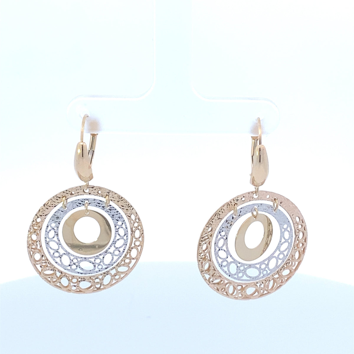 14K Gold Circle Hanging Earrings - additional product view 2
