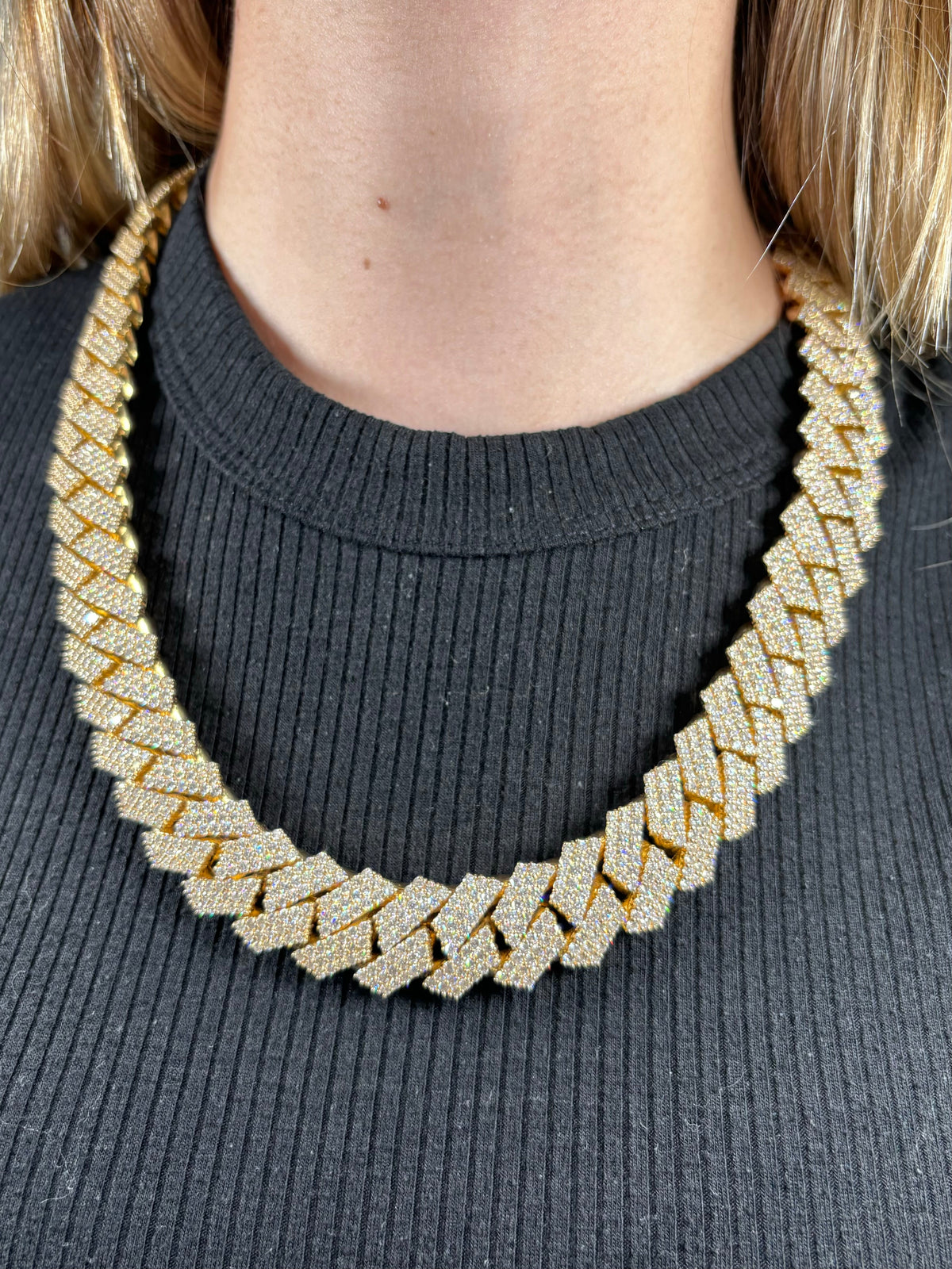 14K Gold 20mm Iced Out Miami Cuban Link Diamond Chain - additional product view 3