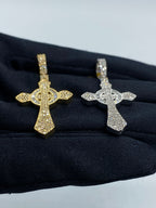 10K Gold Celtic Cross Diamond Baguette Pendant 1.2 Ct - additional product view 4