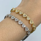 10K Gold 6.5mm Heart Link Diamond Baguette Bracelet 7 in - additional product view 2