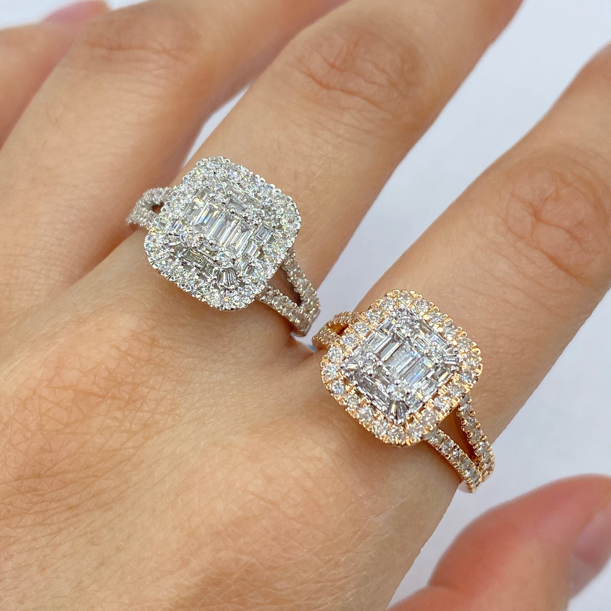14K Gold Cake Square Diamond Baguette Ring - additional product view 2