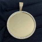 14K Gold Circle Picture Photo CZ Pendant - additional product view 2