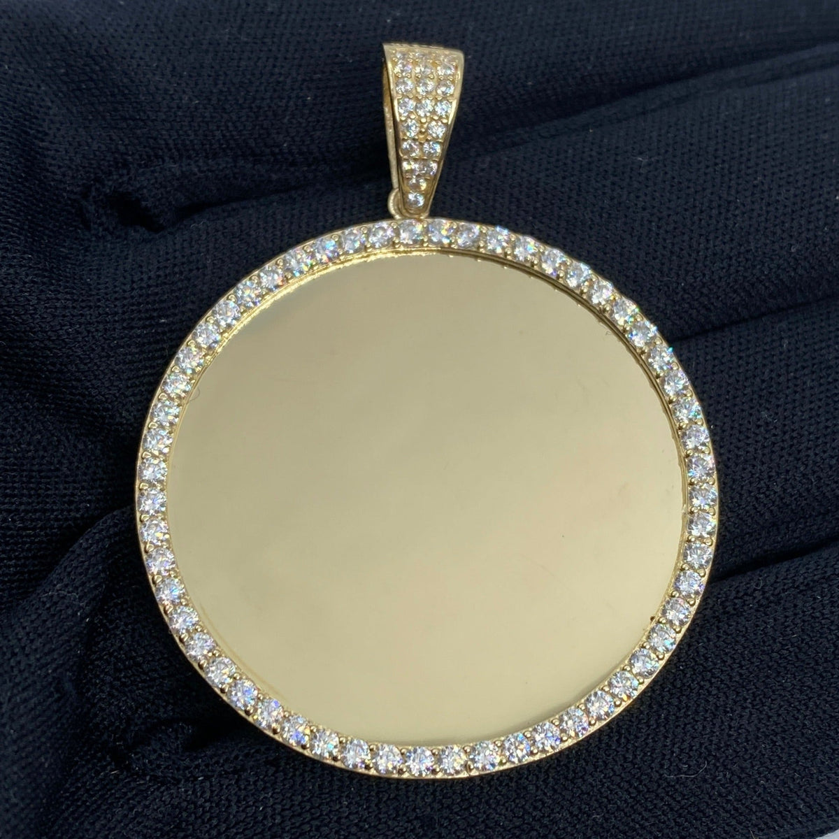 14K Gold Circle Picture Photo CZ Pendant - additional product view 2