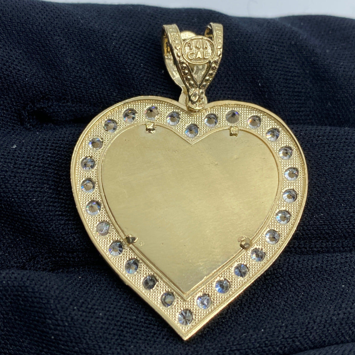 14K Gold Heart Picture Photo CZ Pendant - additional product view 4