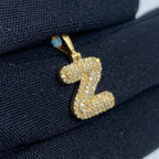 14K Gold Initial Z Bubble Diamond Pendant - additional product view 3