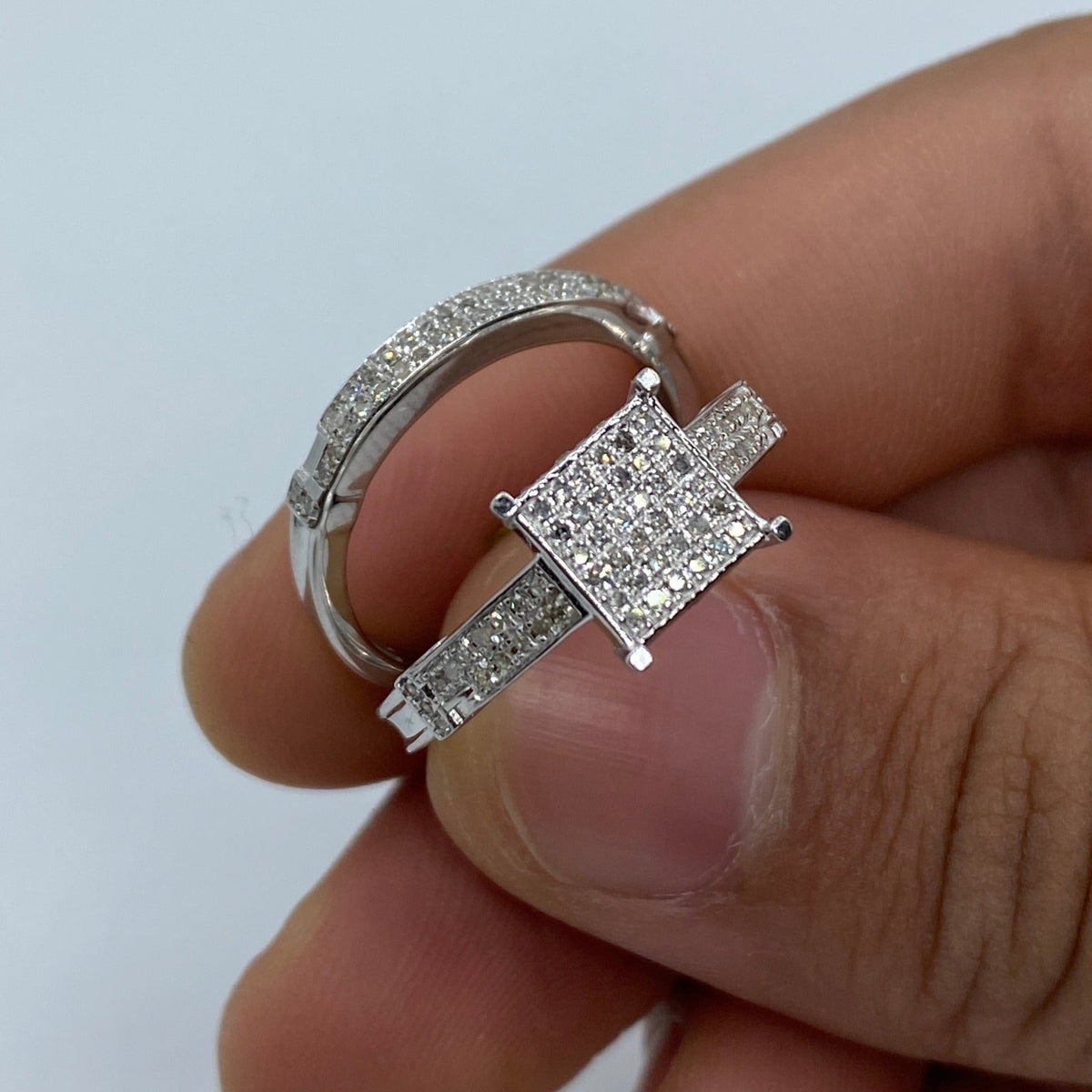 10K Gold Pixel Diamond Engagement Ring with Band - additional product view 5
