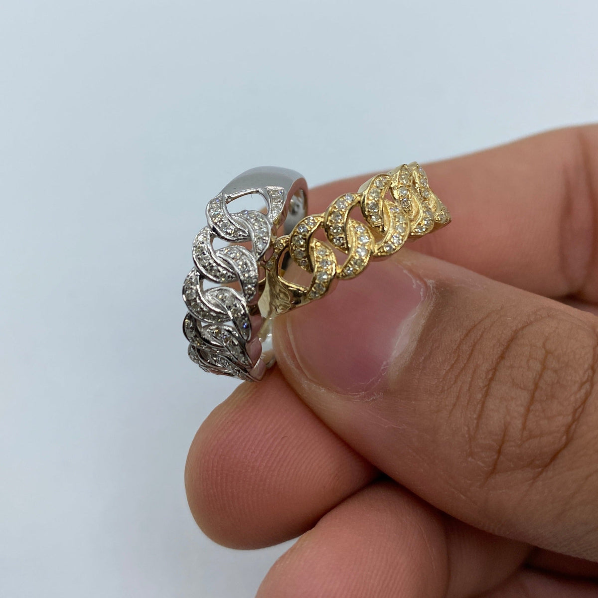 10K Gold Cuban Link Diamond Ring (7mm) - additional product view 2