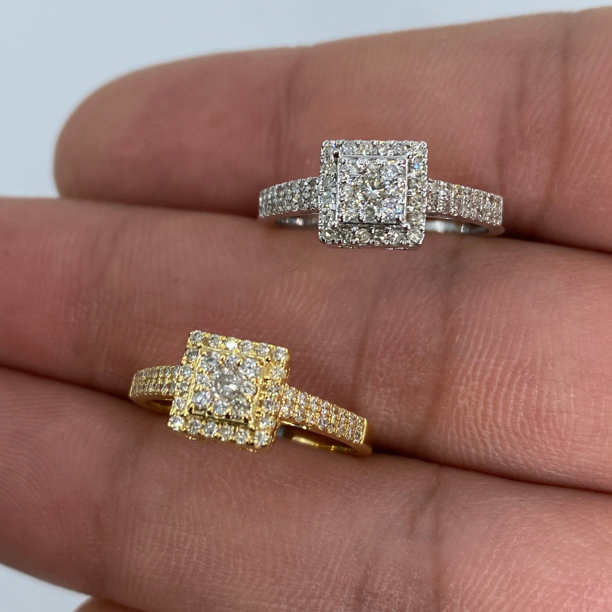 14K Gold 3D Square Diamond Engagement Ring - additional product view 4