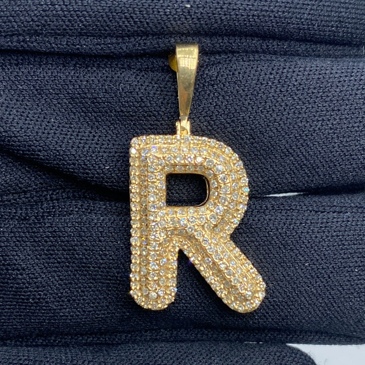 Initial R Bubble Diamond Pendant - additional product view 2