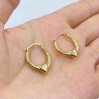 14K Gold Puff Heart Hoop Earrings - additional product view 2