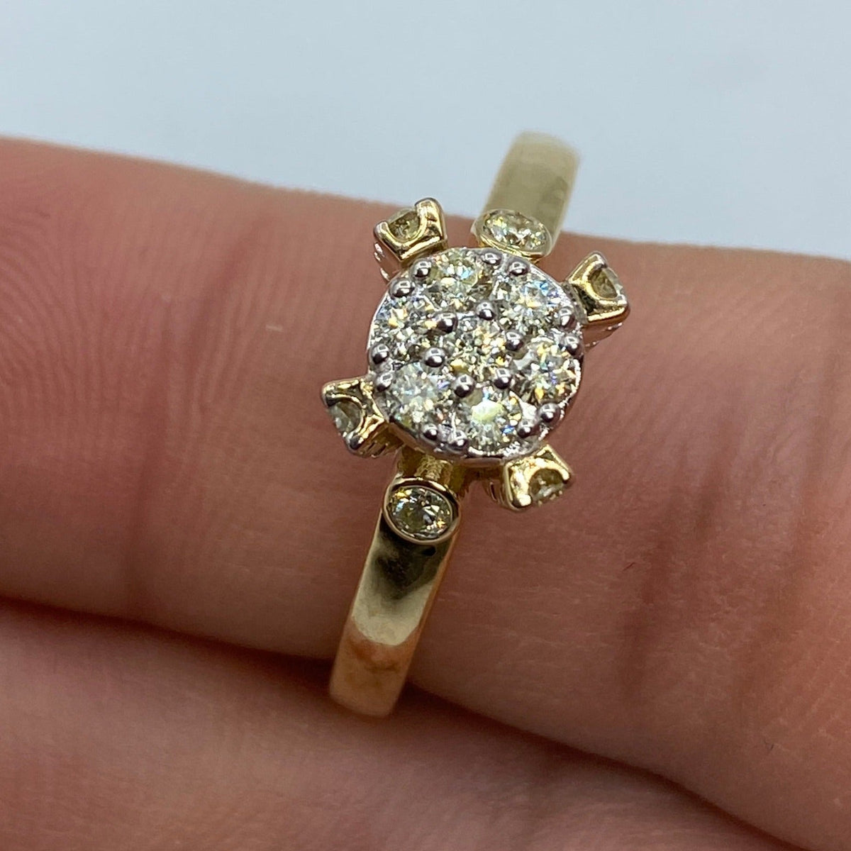14K Gold Flower Diamond Engagement Ring - additional product view 3