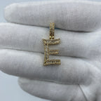 14K Gold Initial E Diamond Baguette Pendant in yellow gold, Small - close-up product photo