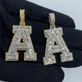 10K Gold Varsity Initial Letter Diamond Baguette Pendants Full Collection in yellow gold - close-up product photo