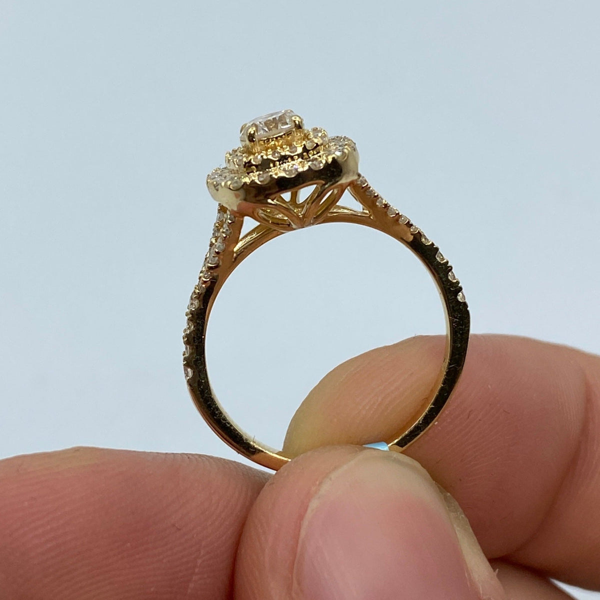 14K Gold Wide Square Large Center Stone Diamond Engagement Ring - additional product view 6