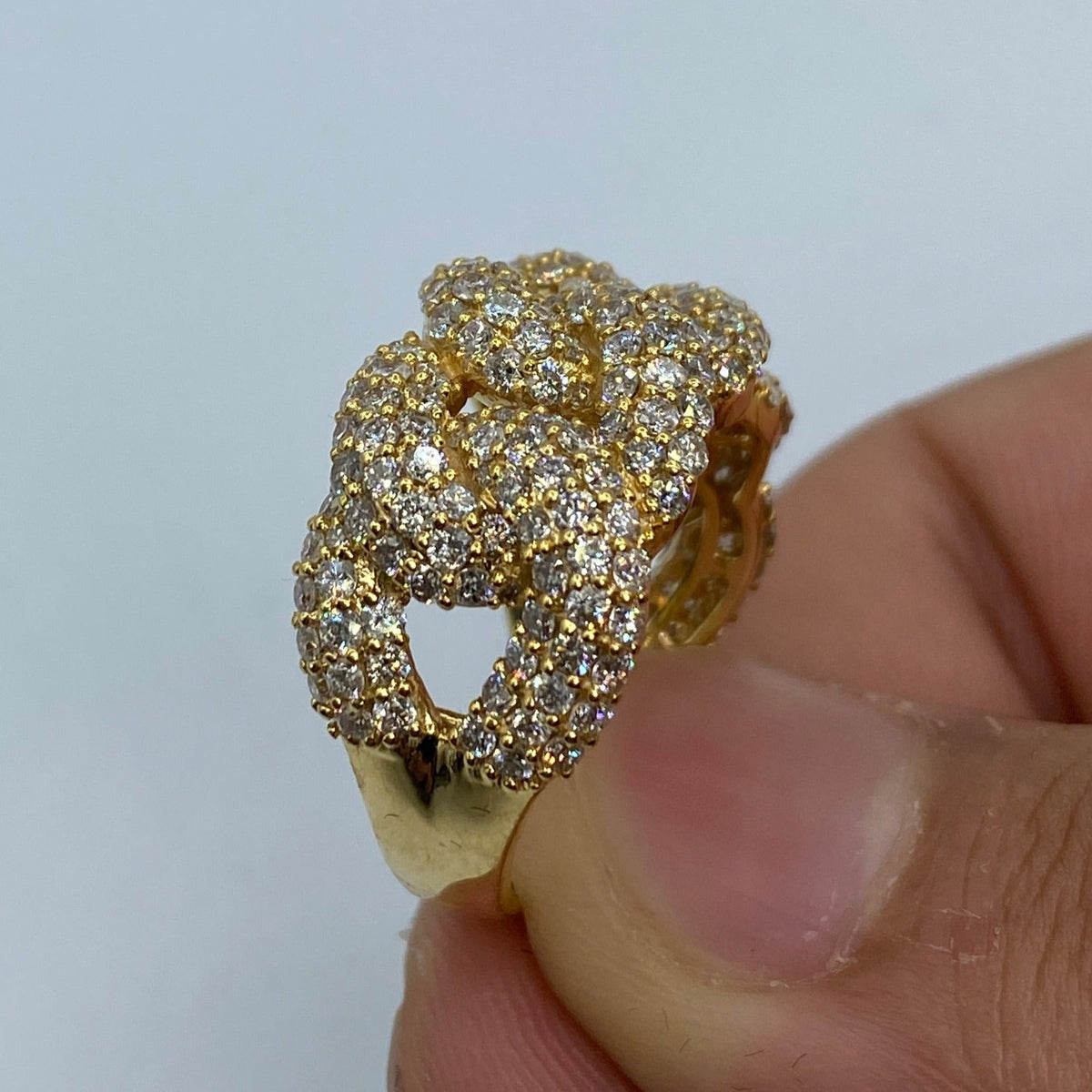 14K Gold Iced-Out Cuban Link Diamond Ring - additional product view 7