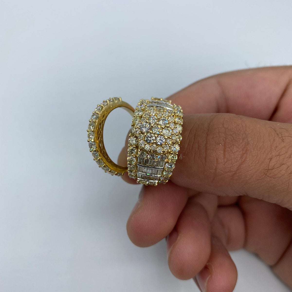 14K Gold Floral Tower Diamond Ring with Matching Band - additional product view 2