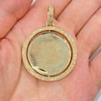 10K Gold Double-Sided Diamond Picture Photo Pendant in yellow gold, Small - close-up product photo