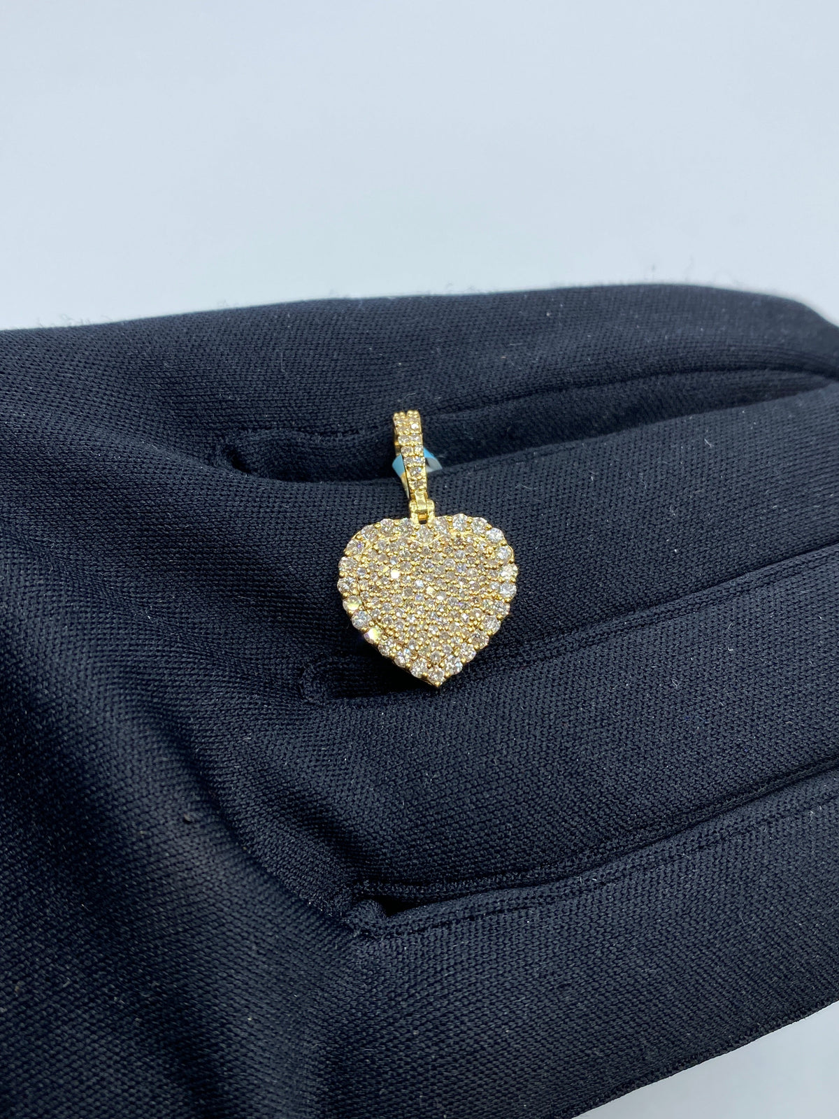 14K Gold Heart Diamond Pendant in yellow gold - close-up product photo