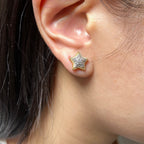 14K Gold 3D Star Diamond Earrings - additional product view 6
