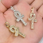 14K Gold Ankh Diamond Baguette Pendant - additional product view 3