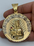 14K Gold Saint Barbara Round Medallion Pendant 3.25 in - additional product view 2