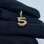 14K Gold Number 5 Diamond Baguette Pendant - additional product view 4