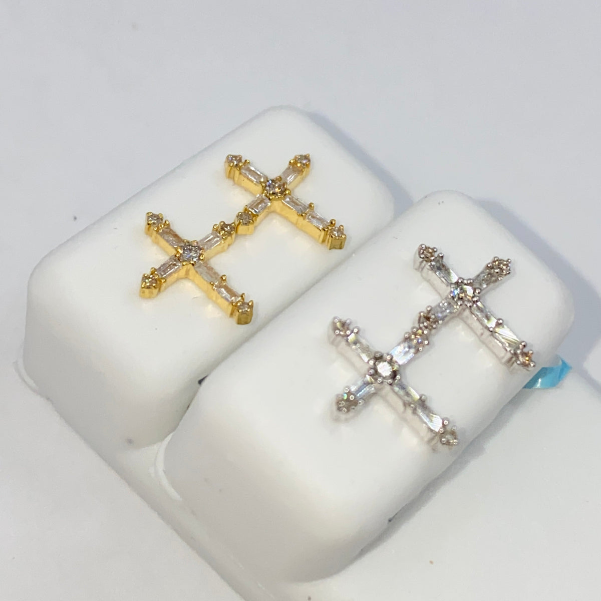 14K Gold Rosalia Cross Diamond Earrings - additional product view 3