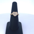 14K Gold Diamond Baguette Heart Ring in yellow gold - close-up product photo