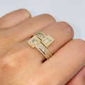 14K Gold Square Bangle Wrap Diamond Ring in yellow gold - close-up product photo