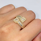 14K Gold Square Bangle Wrap Diamond Ring in yellow gold - close-up product photo