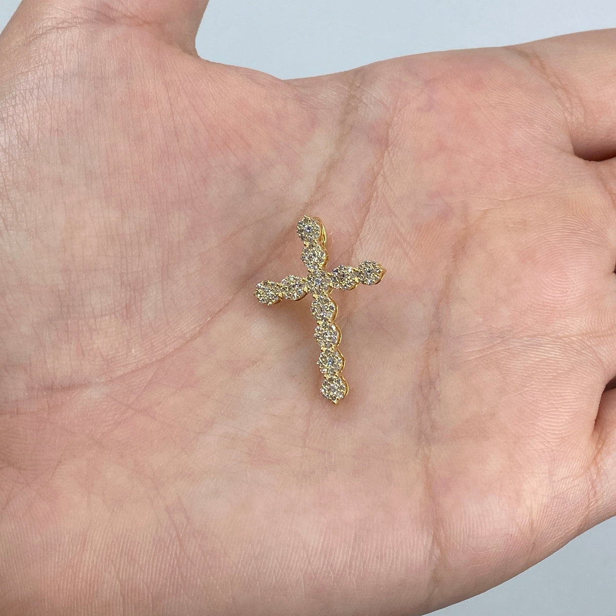 14K Gold Fate Cross Diamond Pendant in yellow gold - close-up product photo