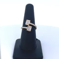 14K Gold Diamond Baguette Double Claw Ring in yellow gold - close-up product photo