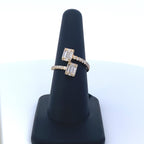 14K Gold Diamond Baguette Double Claw Ring in yellow gold - close-up product photo