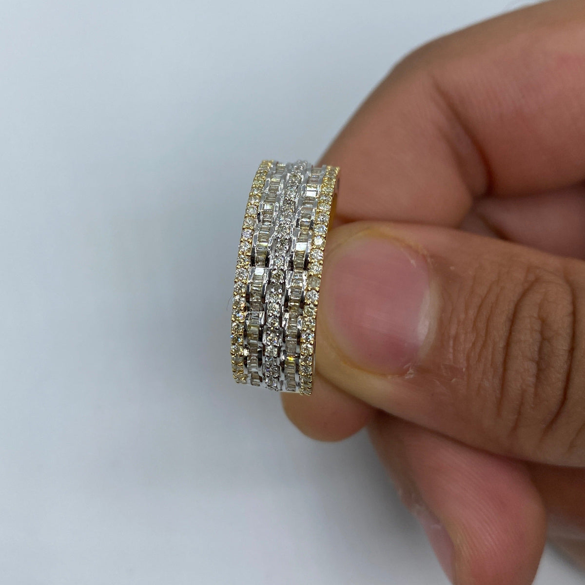 14K Gold Double Cuffs Diamond Baguette Band - additional product view 4