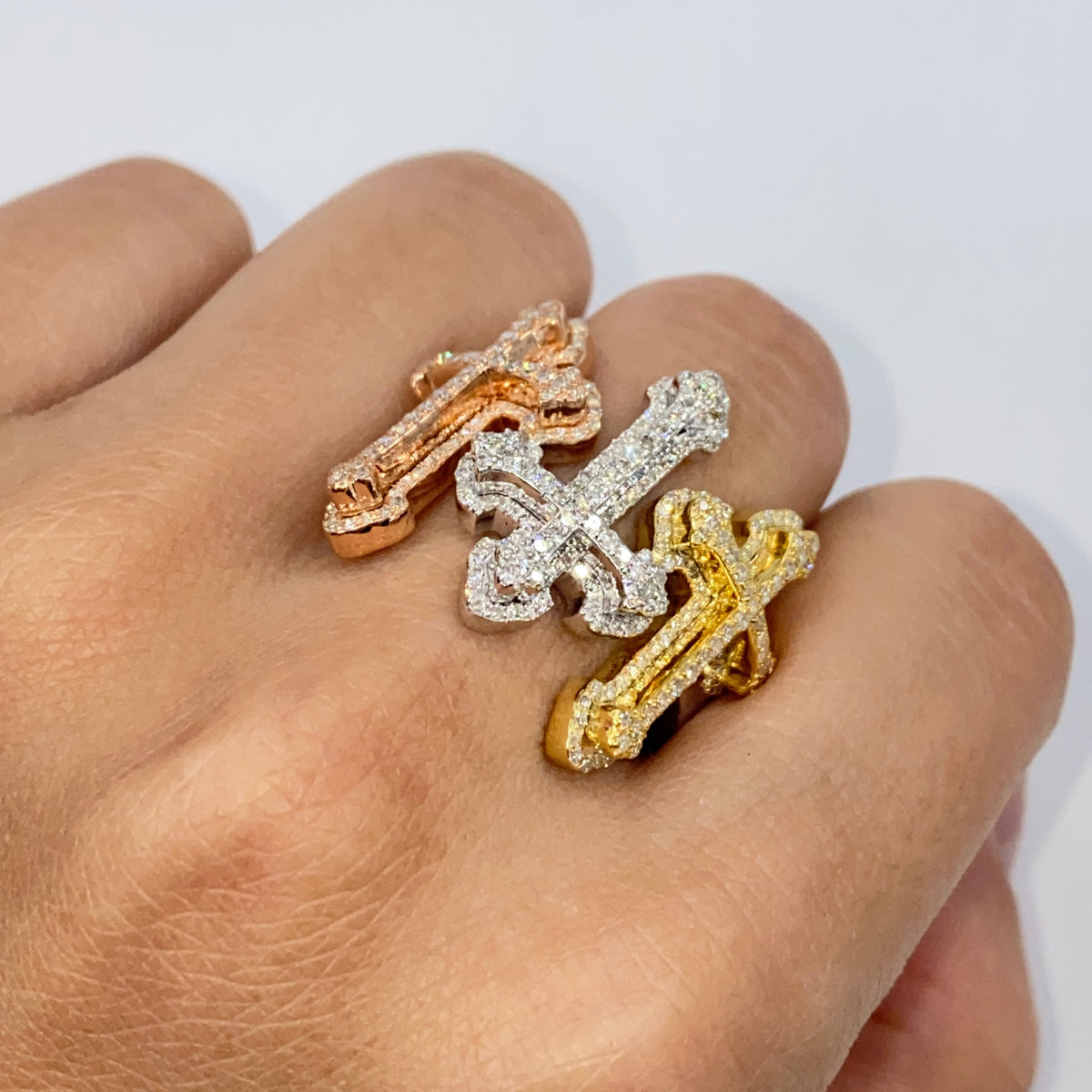 10K Gold Holy Trinity Cross Diamond Ring - additional product view 4