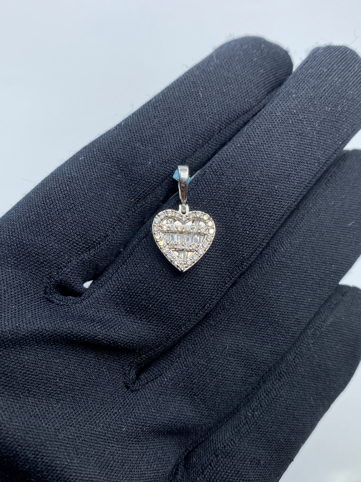 14K Gold Heart Diamond Baguette Pendant - additional product view 2