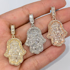 14K Gold Hamsa Emerald Cut Diamond Pendant - additional product view 2