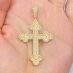 14K Gold Saviour Cross Diamond Pendant in yellow gold - close-up product photo