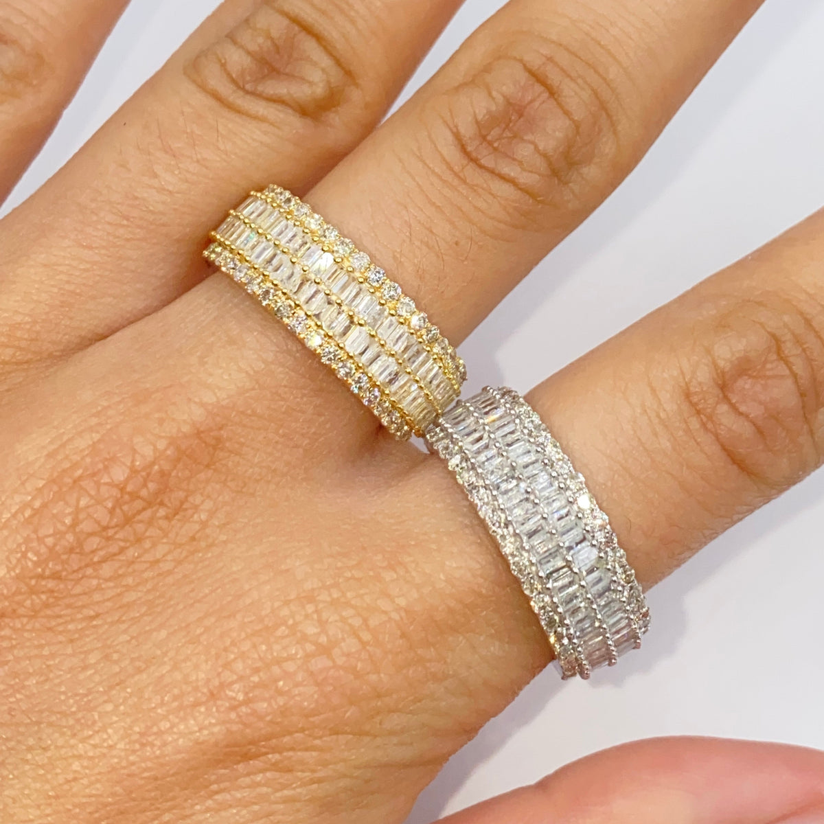 14K Gold 8.2mm Diamond Baguette Ring Band - additional product view 2