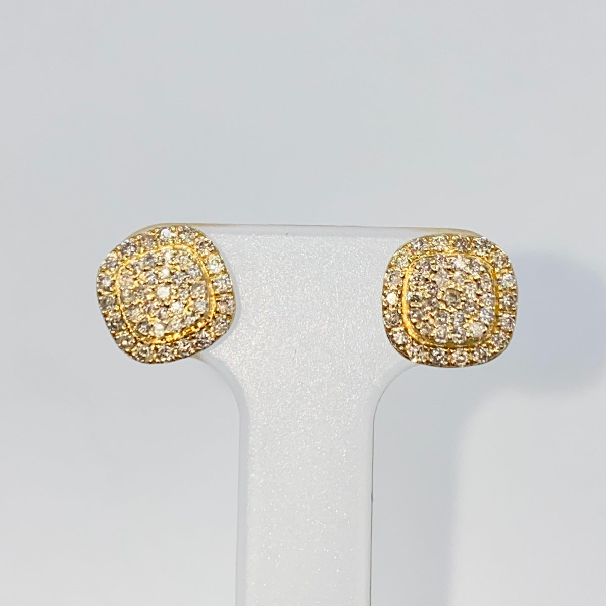 14K Gold 8mm Marcia Rounded Square Diamond Earrings - additional product view 3
