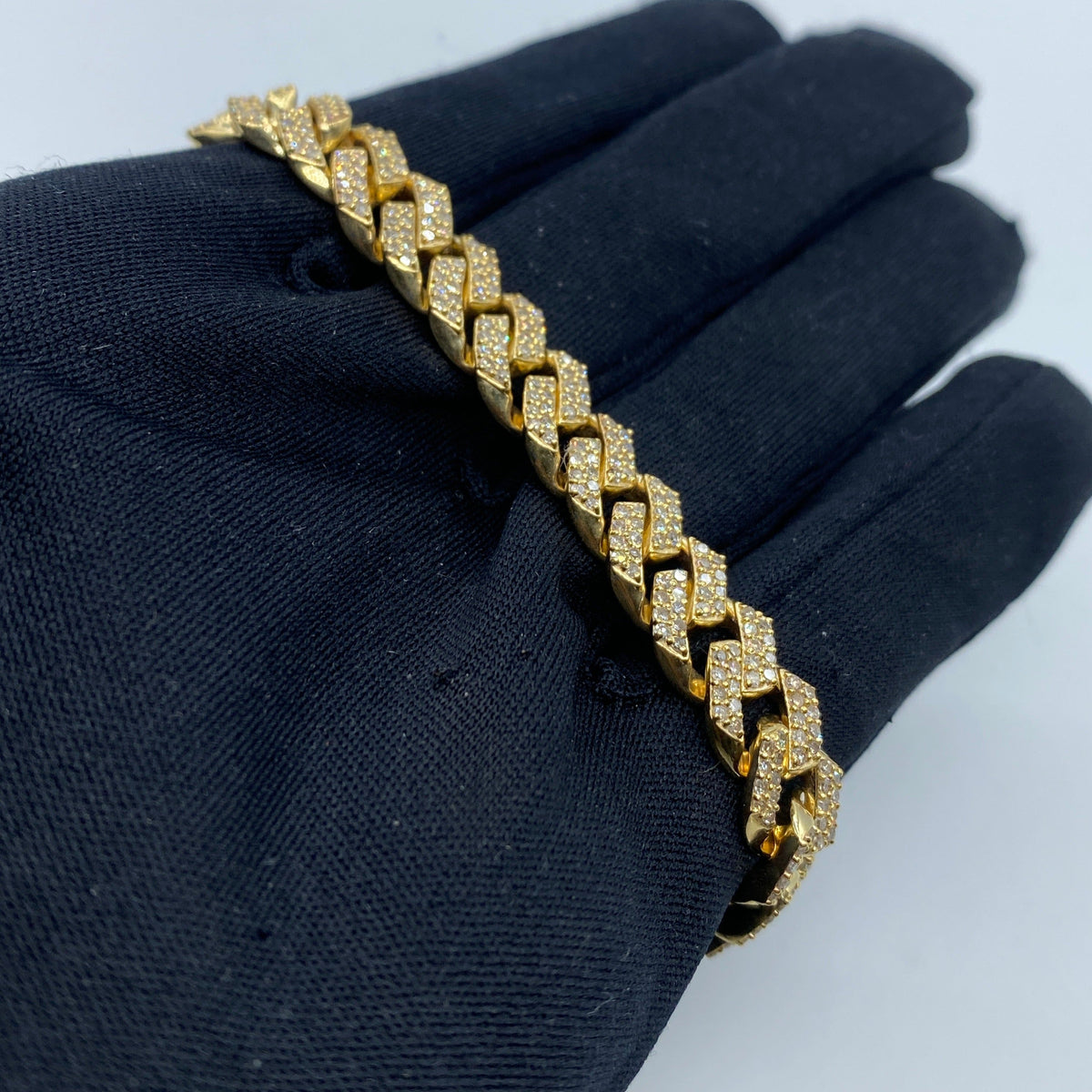10K Gold 9mm Cuban Link Diamond Bracelet 7.5–8.5 in - additional product view 2
